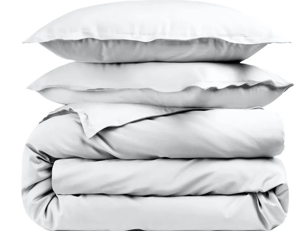 Housse de couette une place blanche en percale de coton